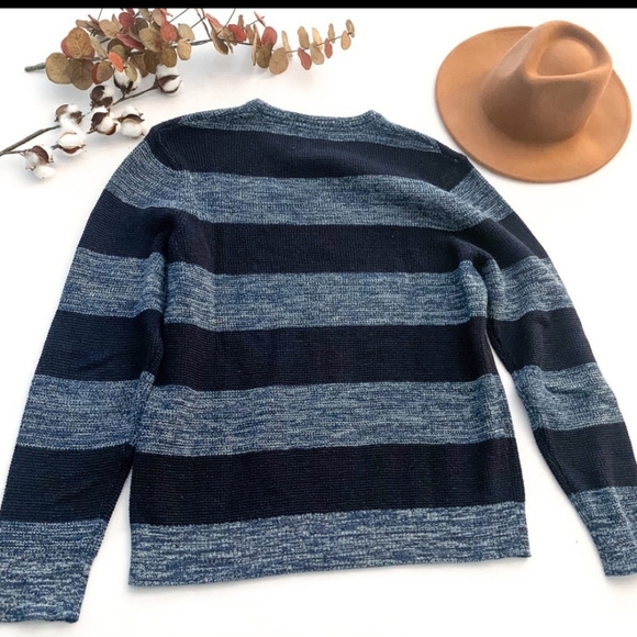 Men’s Lucky Brand Indigo Dyed Blue Striped Sweater - Picture 3 of 8